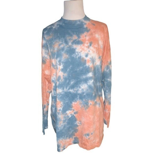 Free People We The Free Be Free Tie-Dye T-Shirt Cotton‎ Candy Coral & Blue XS